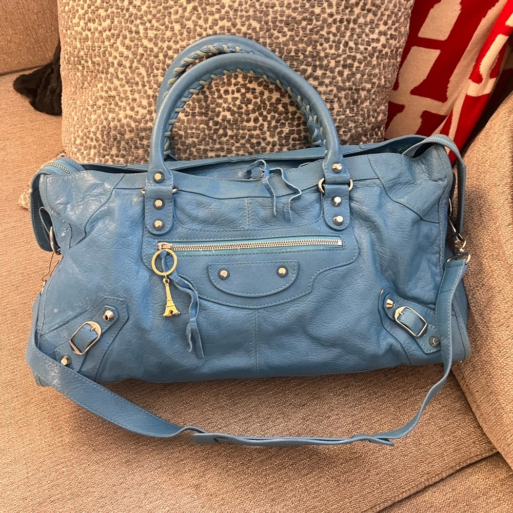Balenciaga Part Time Le City Blue Leather Bag - Picture 7 of 10